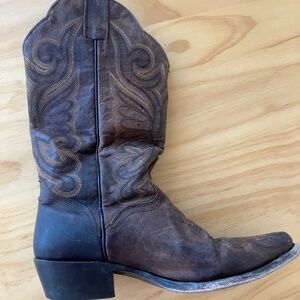 J.‎ B. Dillon Leather Snip Toe Cowboy Boots Brown Leather